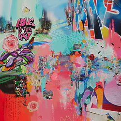 Sfoglia le opere d'arte Dipinto astratto con tecnica mista "L'amore è la chiave II" (2025) di Xiaoyang Galas