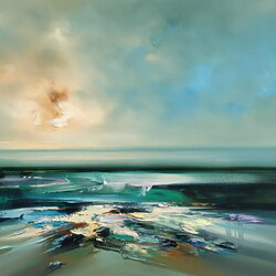 "Serene Shore" (2025) – Abstract landscape painting by Beata Belanszky Demko