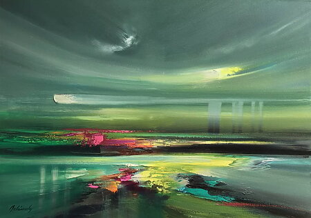 "See the world in colors” (2024) – Abstrakte Ölmalerei von Beata Belanszky Demko