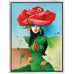 Michael Becker: "Under the Protection of the Red Rose" (2020), ingelijste reproductie, giclée print op canvas