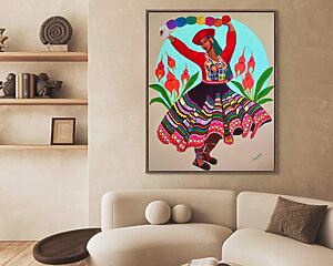 Folk Art Acrylgemälde „Valicha and Waqanki“ (2025) von Gisella Stapleton