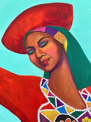 Folk Art Acrylgemälde „Valicha and Waqanki“ (2025) von Gisella Stapleton