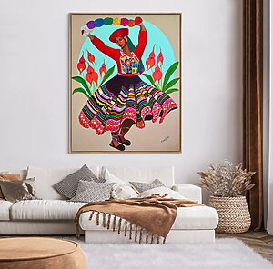 Folk Art Acrylgemälde „Valicha and Waqanki“ (2025) von Gisella Stapleton