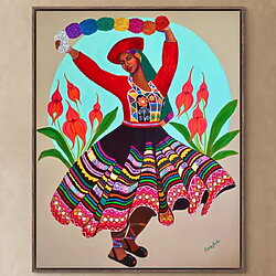 Volkskunst acrylschilderij “Valicha en Waqanki” (2025) van Gisella Stapleton