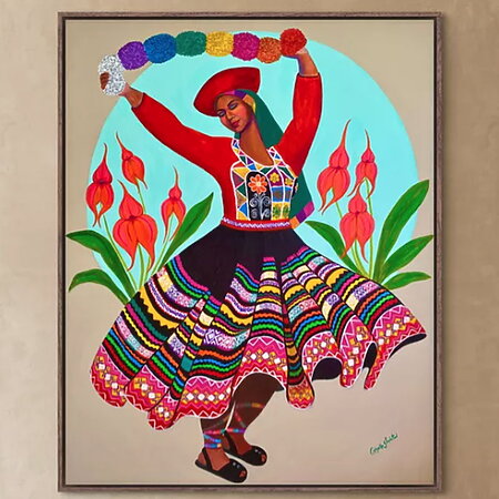 Folk Art Acrylgemälde „Valicha and Waqanki“ (2025) von Gisella Stapleton Miniaturansicht für das Anzeigenbild