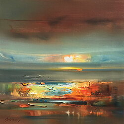 „Feel the Warmth” (2025) – Abstrakte Ölmalerei von Beata Belanszky Demko