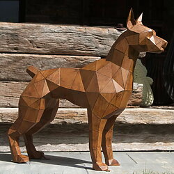 Gartenskulptur "Dobermann, stehend" aus Metall, Rost-Optik