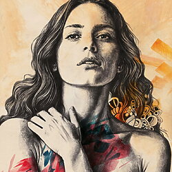 Bekijk kunstwerken Portrettekening "Lege Woorden" (2024) van Marco Paludet