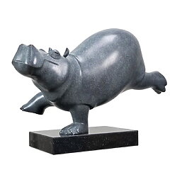 Bronzen sculptuur "Dansend nijlpaard" van Evert den Hartog