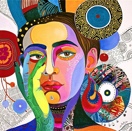 Small-format oil painting "Reflections In Motion" (2024) by Silvia Pavlova, Urban Art