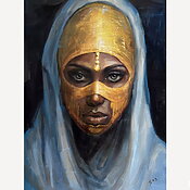 Frauenportrait "Desert queen" (2023) von Liubou Sas, Öl auf Leinwand