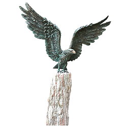 Bronze garden sculpture "Sea Eagle" (version with column)