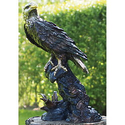 Bronze garden sculpture "Golden Eagle on a Tree Trunk"