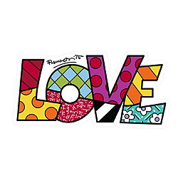 Art Panel / Wall Object "Love" by Romero Britto, reproduction on aluminum