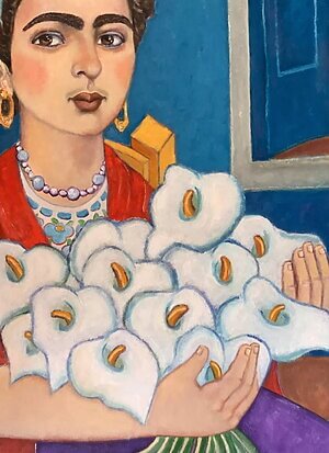 Ölgemälde "Frida With Flowers" (2025) von Holly Wojahn