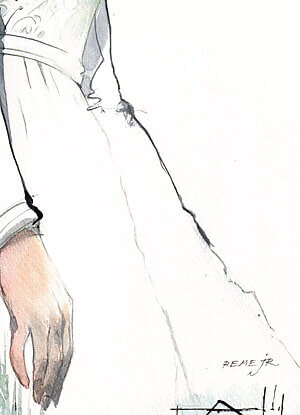 Ausdrucksstarkes Aquarellgemälde „Beautiful Girl LV (2025)“ von REME Jr.