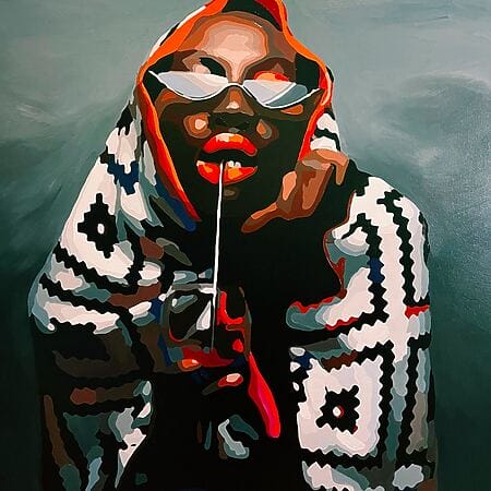 “In the arms of warmth” (2023) von Nana Artamonova, Öl auf Leinwand