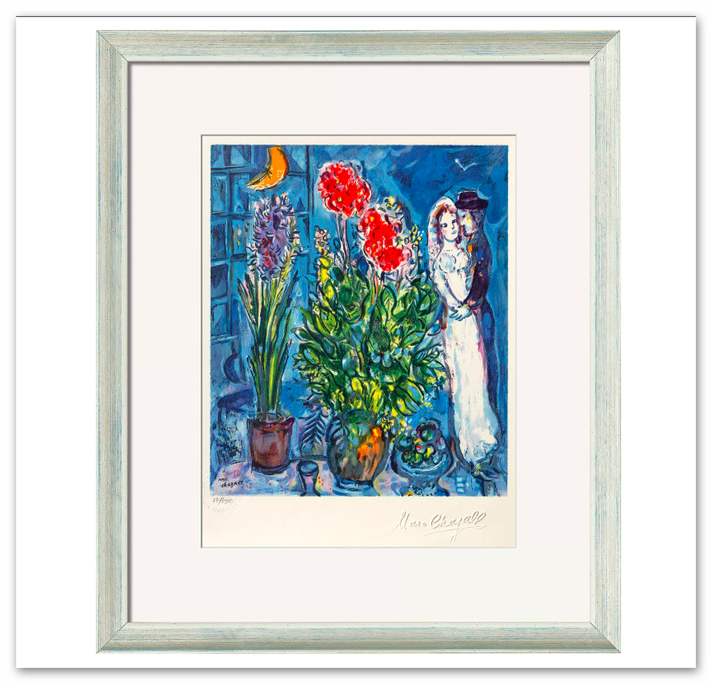 Farblithografie "Les Mariés" von Marc Chagall