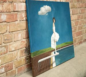 Acrylgemälde "To Jump or Not to Jump?” (2025) von Nataliya Bagatskaya (Ukraine)