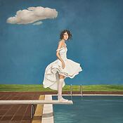 Acrylgemälde "To Jump or Not to Jump?” (2025) von Nataliya Bagatskaya (Ukraine)