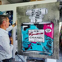 Pop Art Gemälde "Romance in Paris" (2025) von Franko, Mixed Media auf Leinwand
