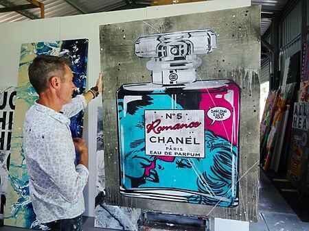 Pop Art Gemälde "Romance in Paris" (2025) von Franko, Mixed Media auf Leinwand