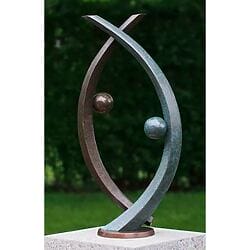 Curved garden sculpture &quot;duality&quot; (without base), patinated bronze