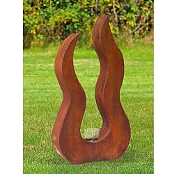 Artful garden sculpture &quot;Eternal Flame&quot; including Windlicht &amp; Rostpatina