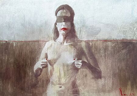 Erotische Ölmalerei "Secret boundaries" (2025) von Igor Shulman