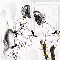 "PonyPlay N°909" von Artemisia, Tuschezeichnung im Art déco Stil