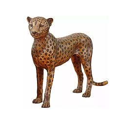 Bronzeskulptur "Gepard, stehend", mehrfarbige Patina