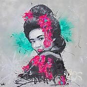 Acrylgemälde „Mineko" von Valérian Lenud (Mexiko)