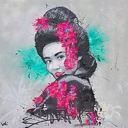 Acrylgemälde „Mineko" von Valérian Lenud (Mexiko)