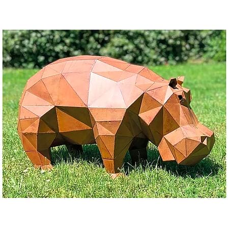 African garden sculpture "Hippopotamus", metal with rust look Thumbnail for the display image