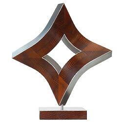Rotating sculpture &quot;Wogendes Quadrat&quot; (2015) by Nikolaus Weiler, unique piece made of stainless steel and ash