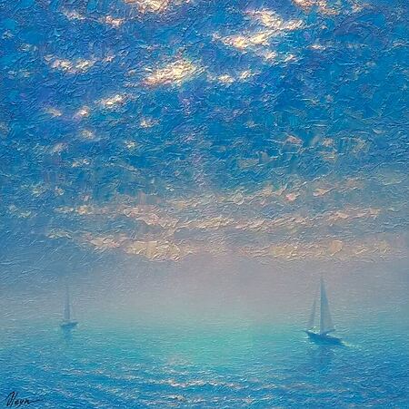 Impressionistisches Ölgemälde "Evening sea" (2024) von Dmitry Oleyn