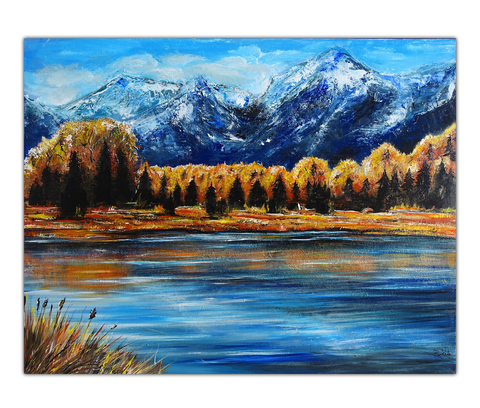 Bergsee Berg Gemälde Landschaftsmalerei Naturbilder handgemalt