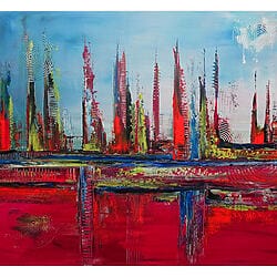 Canberra abstraktes Bild handgemalt Leinwand rot blau Original Gemälde Künstlerbild