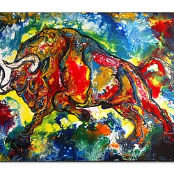 Diablo Wild Bull Torro Bull Hand-painted Acrylic Paintings Wall Art Modern Animal Painting