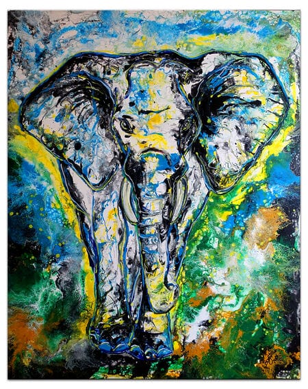 Elefant Elefantenbulle handgemalt Acryl Malerei Gemälde Pouring Miniaturansicht für das Anzeigenbild