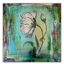 Afbeelding van een Eustoma-bloem, bloemschilderij, origineel acrylverfschilderij