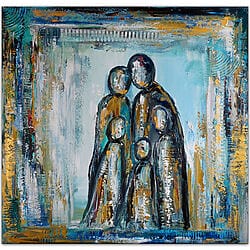 Familieportret, abstracte figuren, ouders, kinderen, acrylverf, kunstschilderij, liefdesschilderij