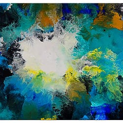 Vloeibare kunst Acrylverfschilderij blauw abstract schilderij canvas schilderij muurschildering