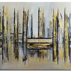 Gold Find Abstract Wall Art Silver Gold Painting Artwork Unique Hand-Painted