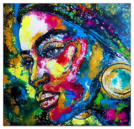 Jolie Wandbild modernes Frauengesicht handgemalt Acrylbild Original Porträt Malerei abstrakt
