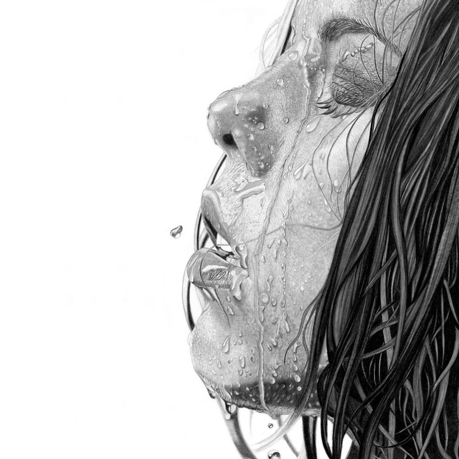 &quot;Wet&quot; (2023) - hyperrealistic portrait draw by Paul Stowe