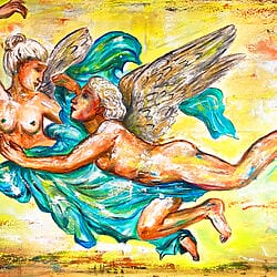 Psyche Eros Gemälde griechische Mythologie Bilder handgemalt Acrylbild