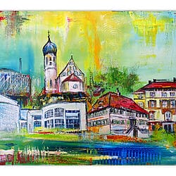 Schwendi 2 Gemälde Original Acrylbild Weishaupt Rathaus Schilling handgemaltes Bild