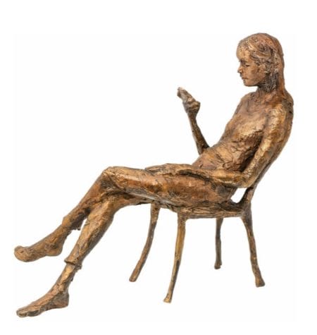 Goldfarbene Bronzeskulptur "In Gedanken an Dich" von Valerie Otte