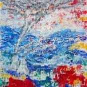 Ölbild auf Leinwand "Climate Change", semi-abstrakt - ein künstlerischer Appell für erneuerbare Energien gegen den Klimawandel